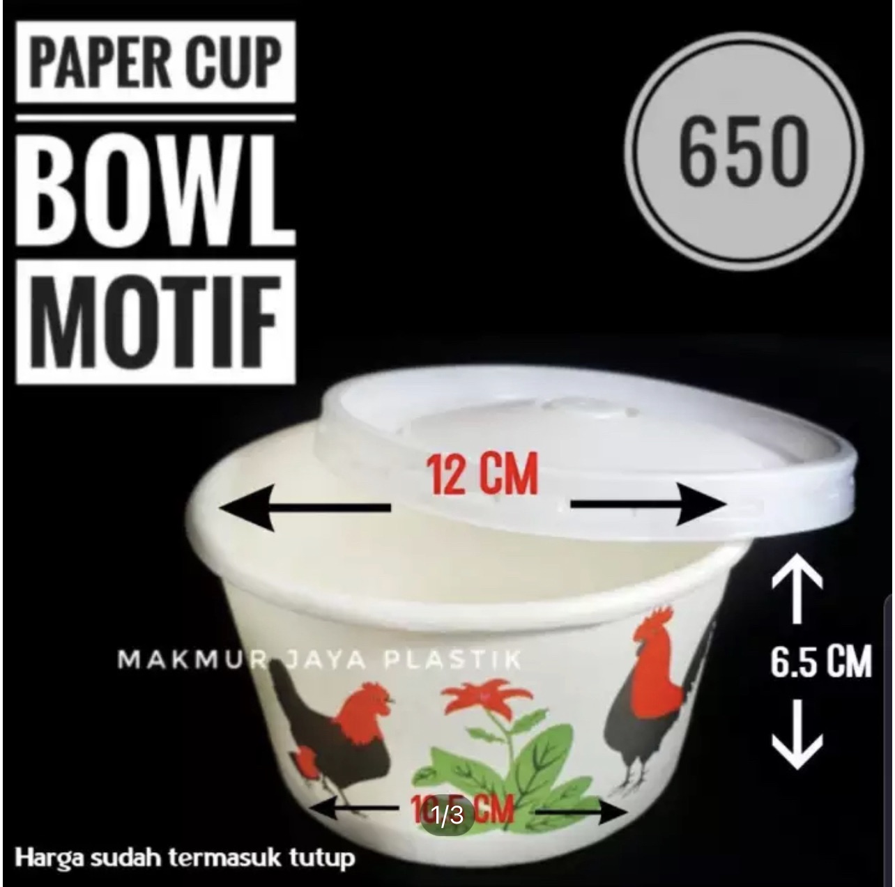 [25 PC] TERMURAH PAPER RICE BOWL AYAM JAGO MANGKOK KERTAS UKURAN 650