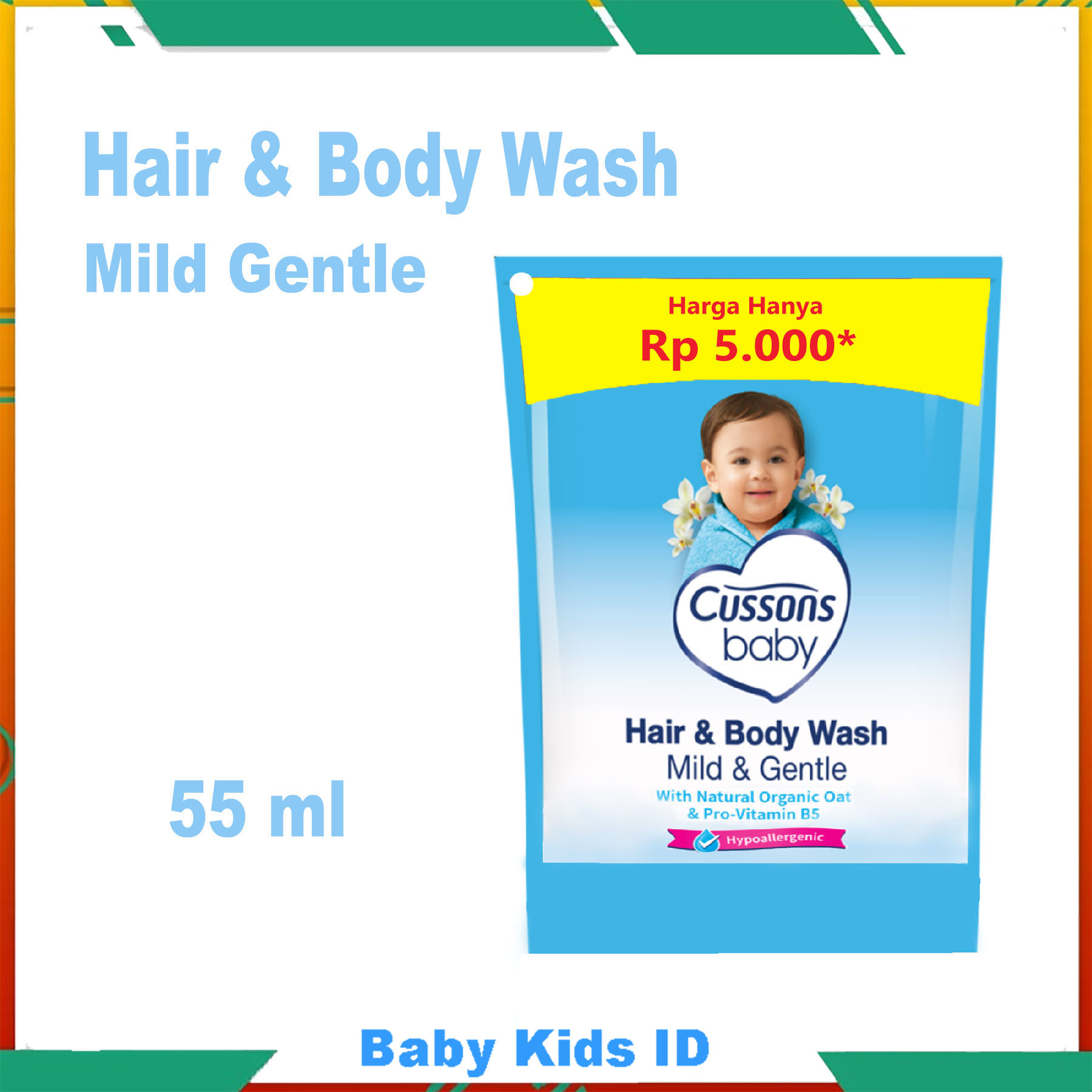 Sabun Mandi Bayi Cussons Baby Hair Body Wash Mild Gentle Refil 55ml
