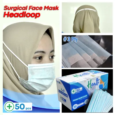 Masker Medis Disposable/Surgical Face Mask 3 ply 1 Box Isi 50 pcs hIjab/headloop 12661