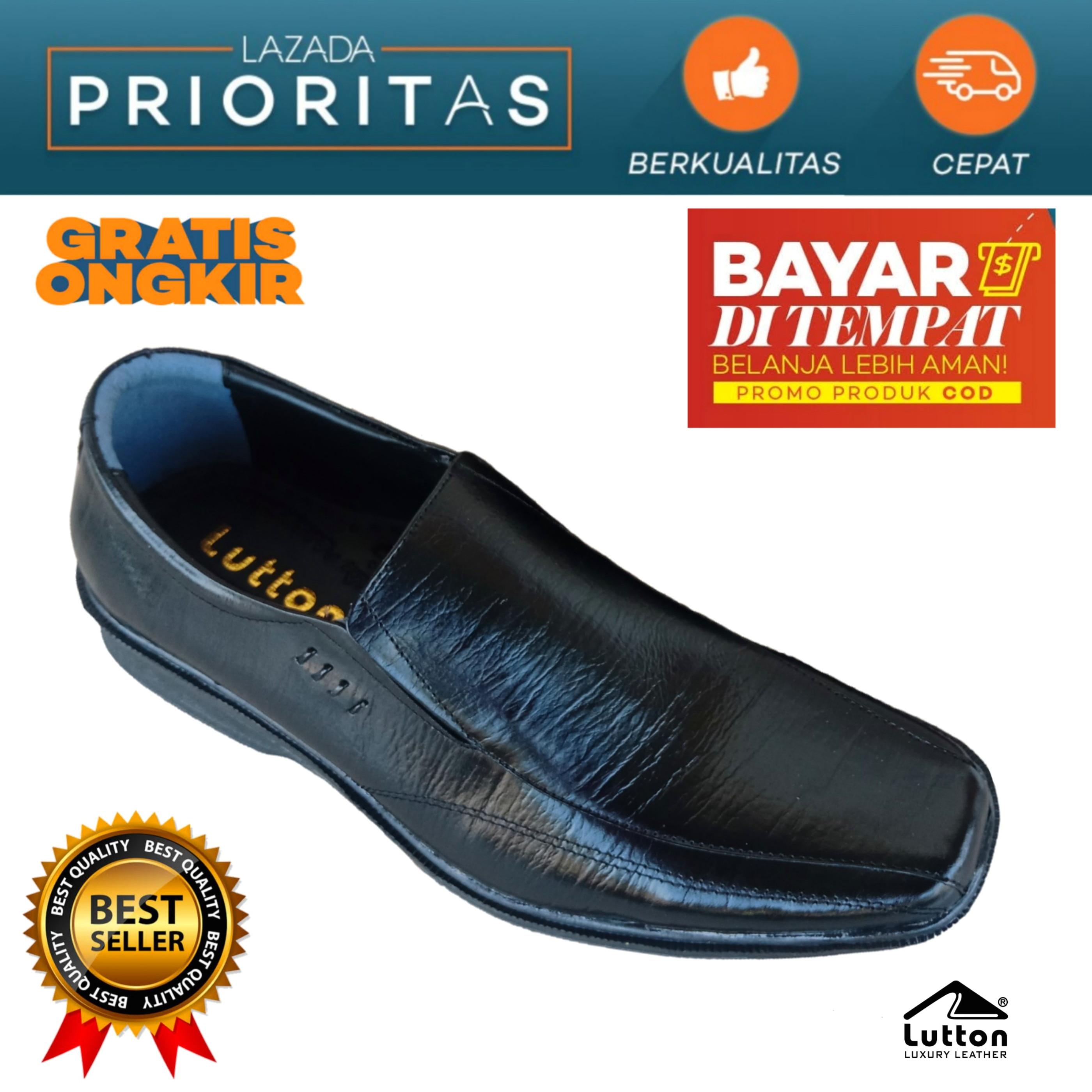 LUTTON SEPATU PANTOFEL KULIT SAPI ASLI HITAM F 02 - Sepatu Kantor Pria Kulit Sapi Asli Bukan Sintetis Tekstur Serat Kayu - Sepatu Kulit Pria terlaris- Sepatu Kulit Asli pria original- Sepatu Kulit Pria - Sepatu Kulit Sapi Asli terlaris Terbaik Termurah