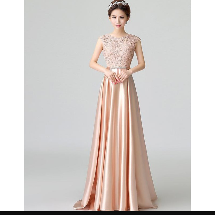 dress pesta warna rose gold