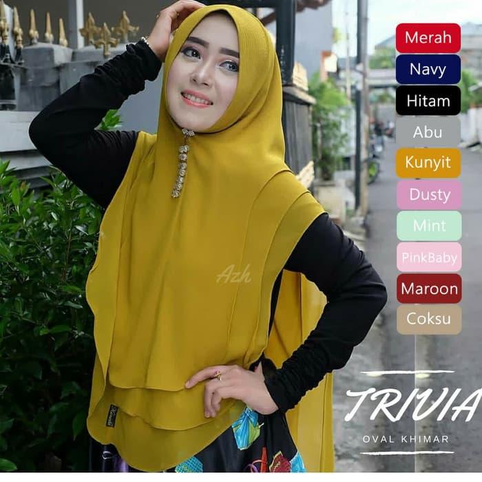 PROMO Jilbab Instan Khimar Syari Pet Ceruti Trivia Oval 3 Layer Jumbo Murah TERBARU