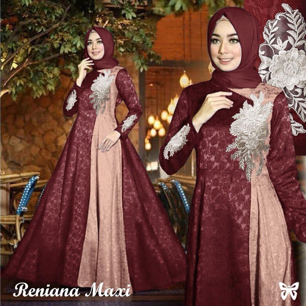 Newone Shop Maxi Reniana Maxi Dress Wanita Gamis Syari Wanita Terbaru Baju Muslim Wanita Terbaru Gamis Murah Six Lazada Indonesia