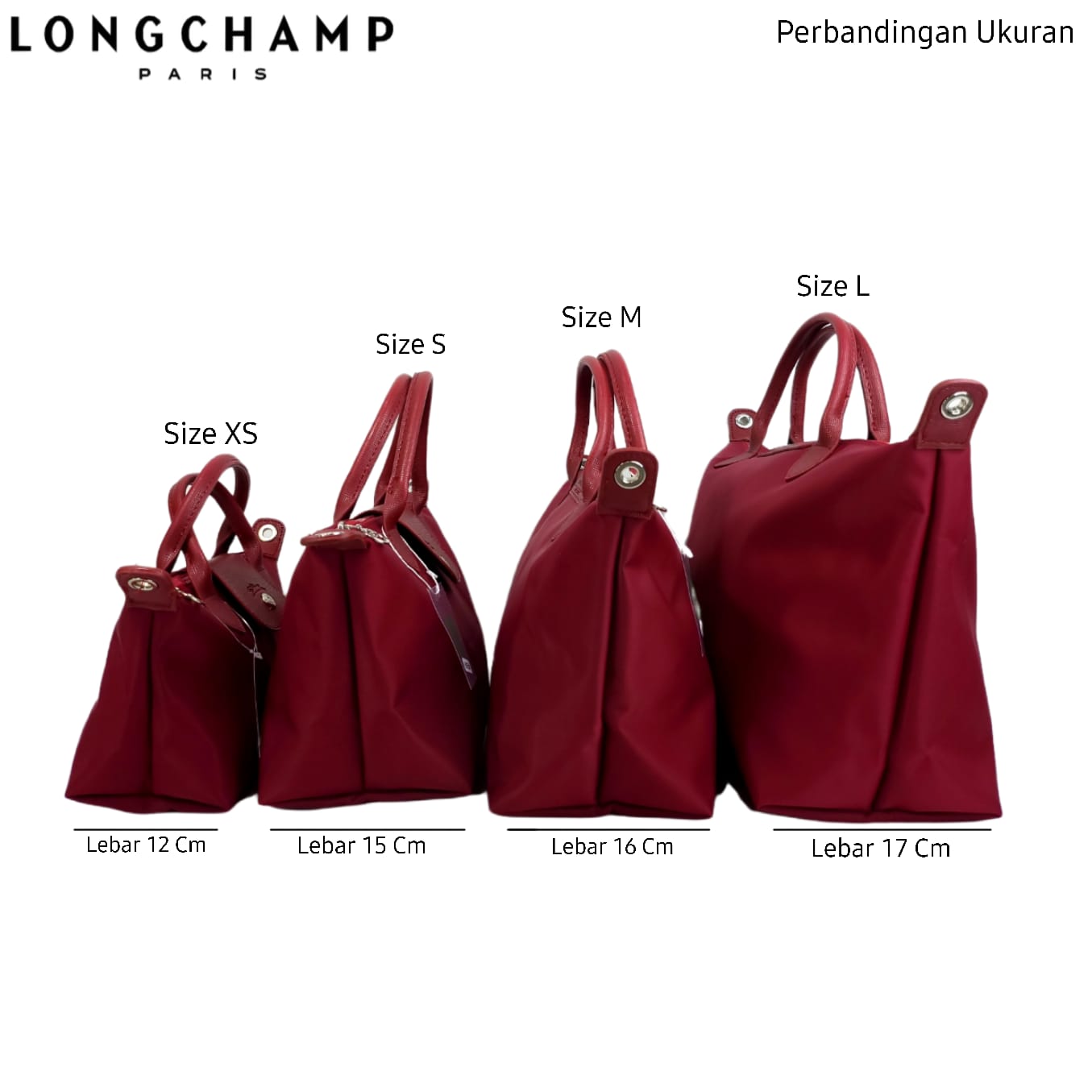 Ukuran shop tas longchamp