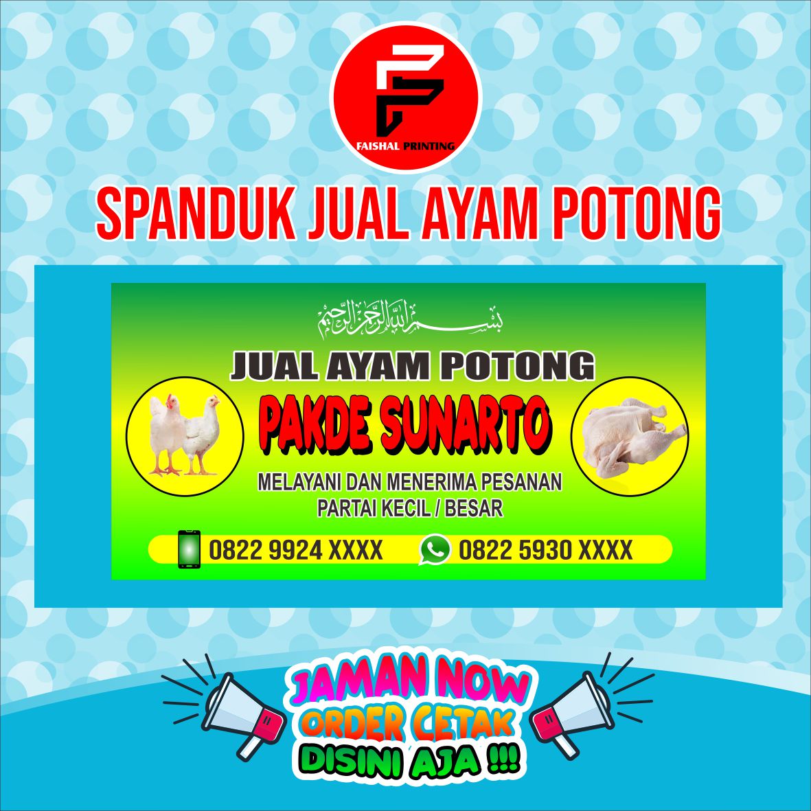 Spanduk Jual Ayam Potong/ Banner Jual Ayam / Spanduk Jualan / Spanduk