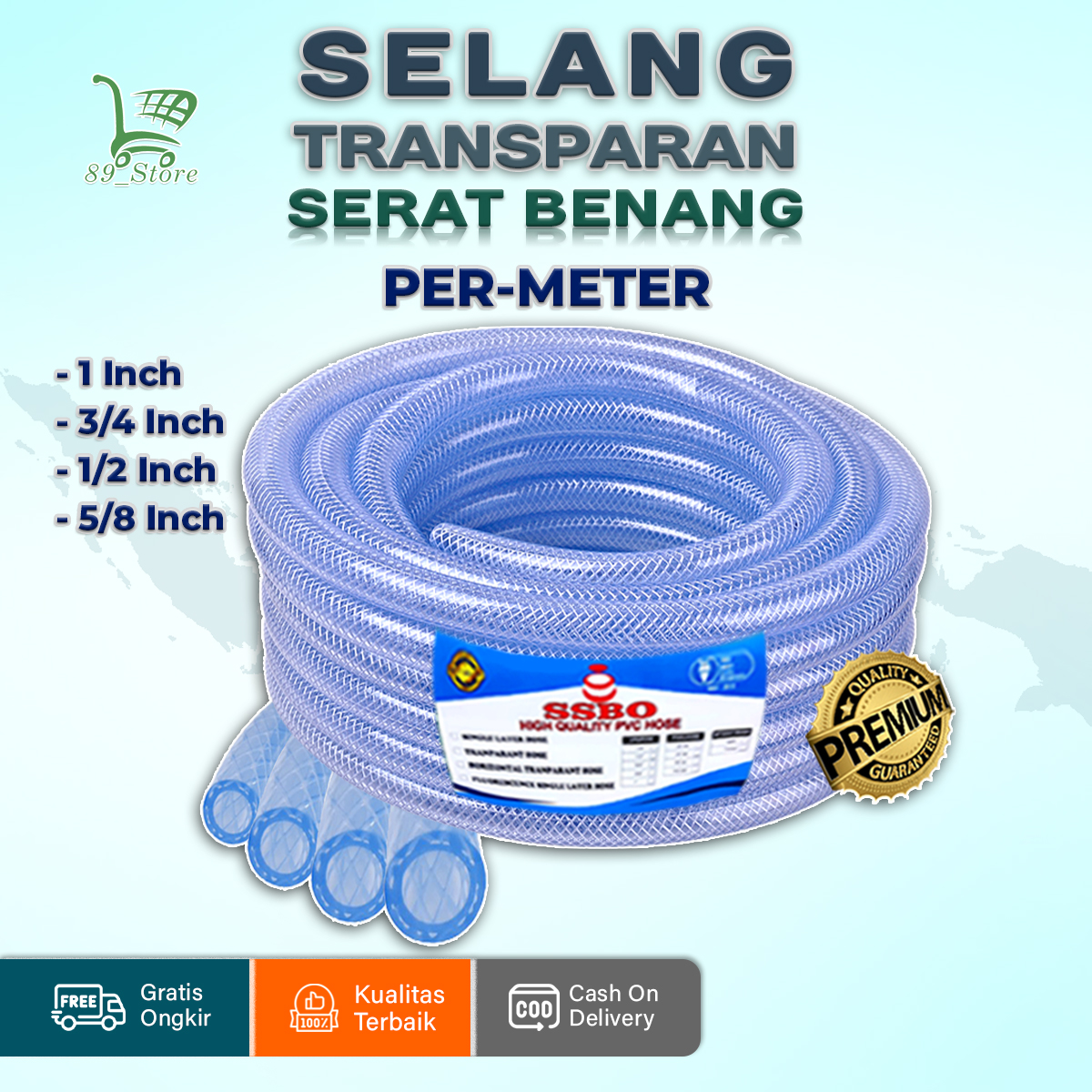 SELANG AIR SERAT BENANG PERMETER / SELANG AIR 1/2 5/8 3/4 1 INCH ...