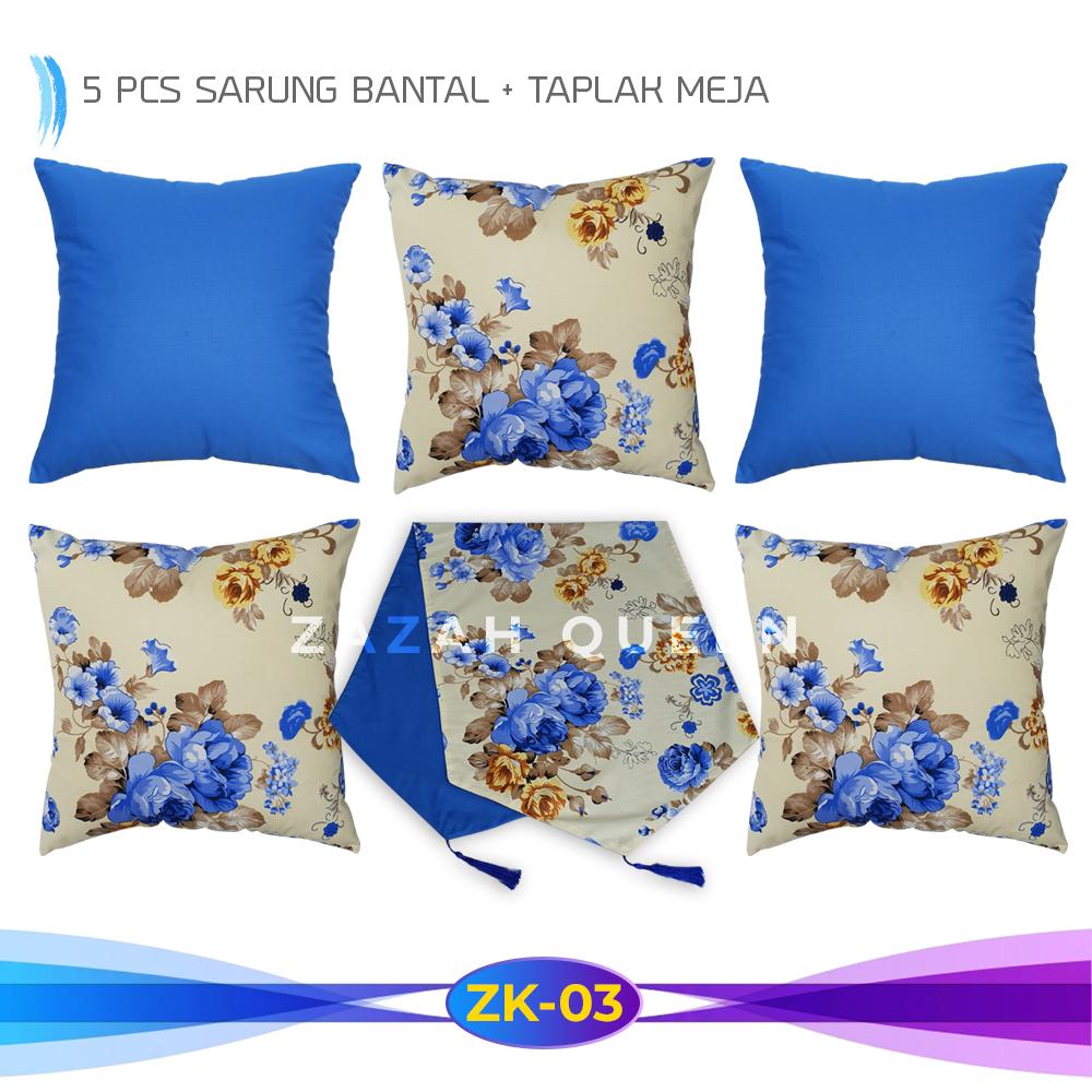 5 PCS Sarung Bantal Sofa 40x40 + 1 PCS Taplak Meja / Set Cushion