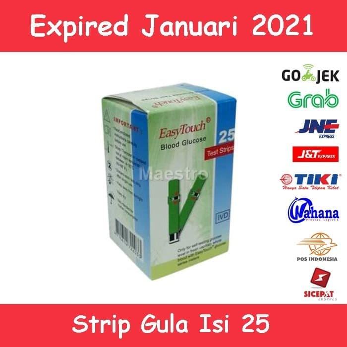 Easy Touch Strip Tes Gula Darah Isi 25 Stik Glukosa Expired Panjang EasyTouch