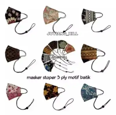 Masker kain Non Medis-Masker Kain Stopper Premium-Masker Tali Stopper Earloop-Masker 3 PLY Motif Batik-Masker Dewasa-Masker Kain Non Medis