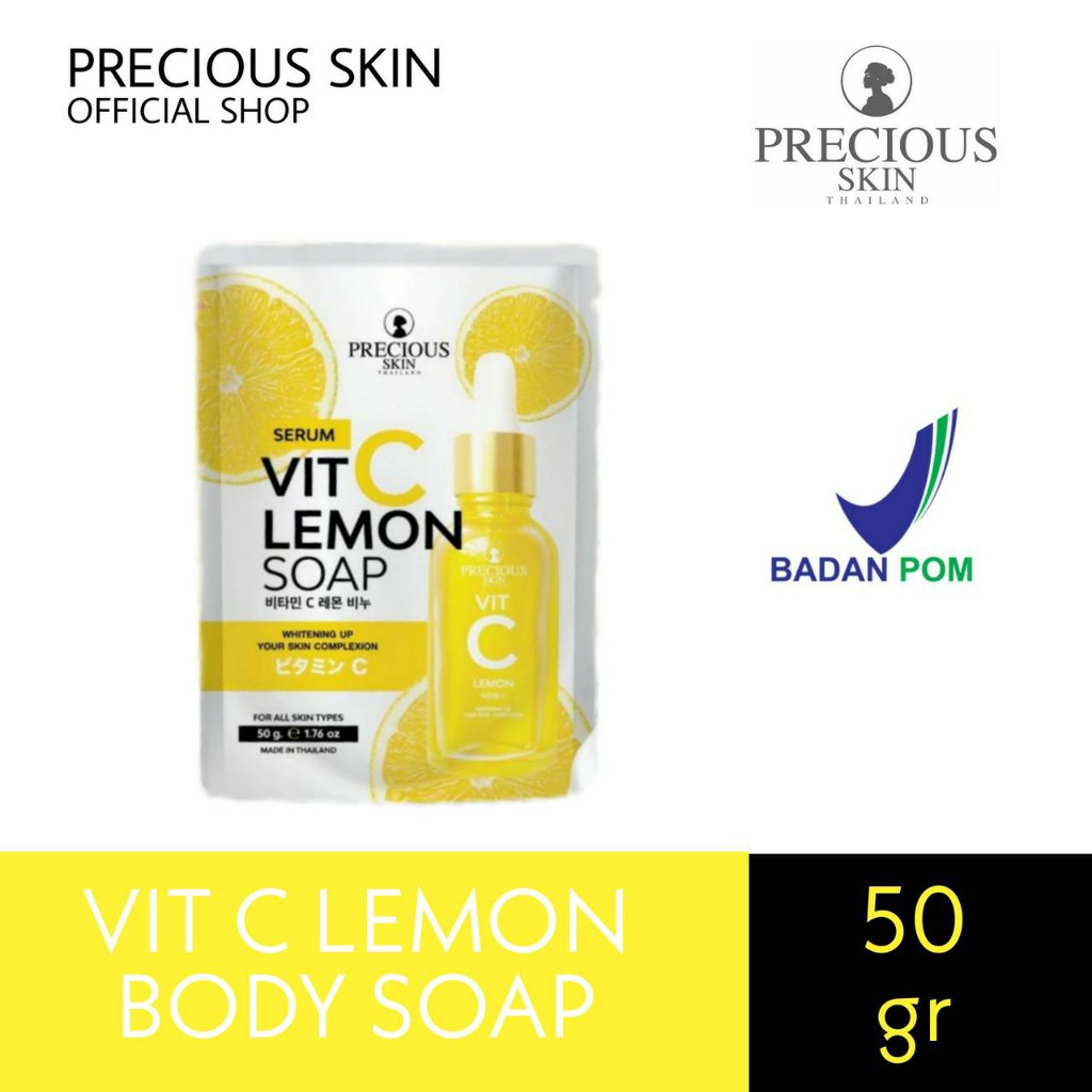 Precious Skin Thailand Serum Vitamin C Lemon Body and Face Whitening Soap /Sabun Wajah /Sabun Badan