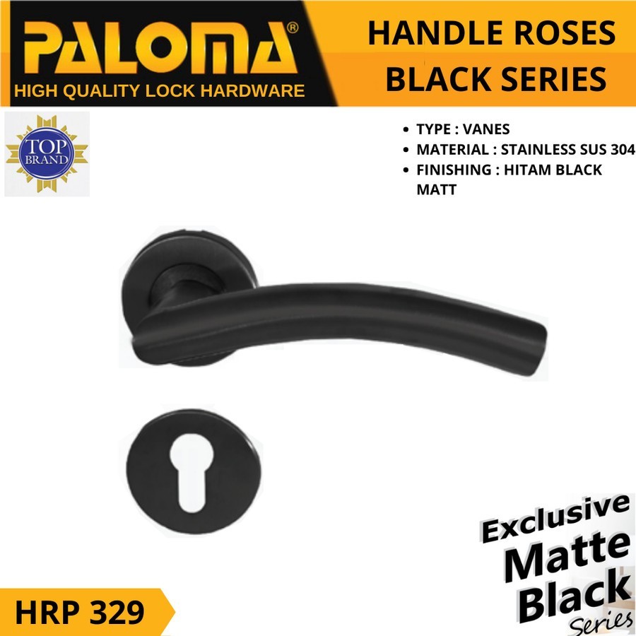 PALOMA HRP 329 HANDLE PINTU ROSES VANIA STAINLESS HITAM MATTE BLACK PALOMA HRP 329 HANDLE PINTU ROSES VANIA STAINLESS HITAM MATTE BLACK