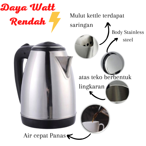TEKO LISTRIK [RENDAH WATT PACKING BUBBLE] PEMANAS AIR KETTLE LISTRIK