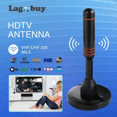 LAGOBUY 1080P Indoor Magnetic Stick Antenna Digital TV UHF HDTV Signal antena + USB Signal Booster Amplifier Cable 5meter