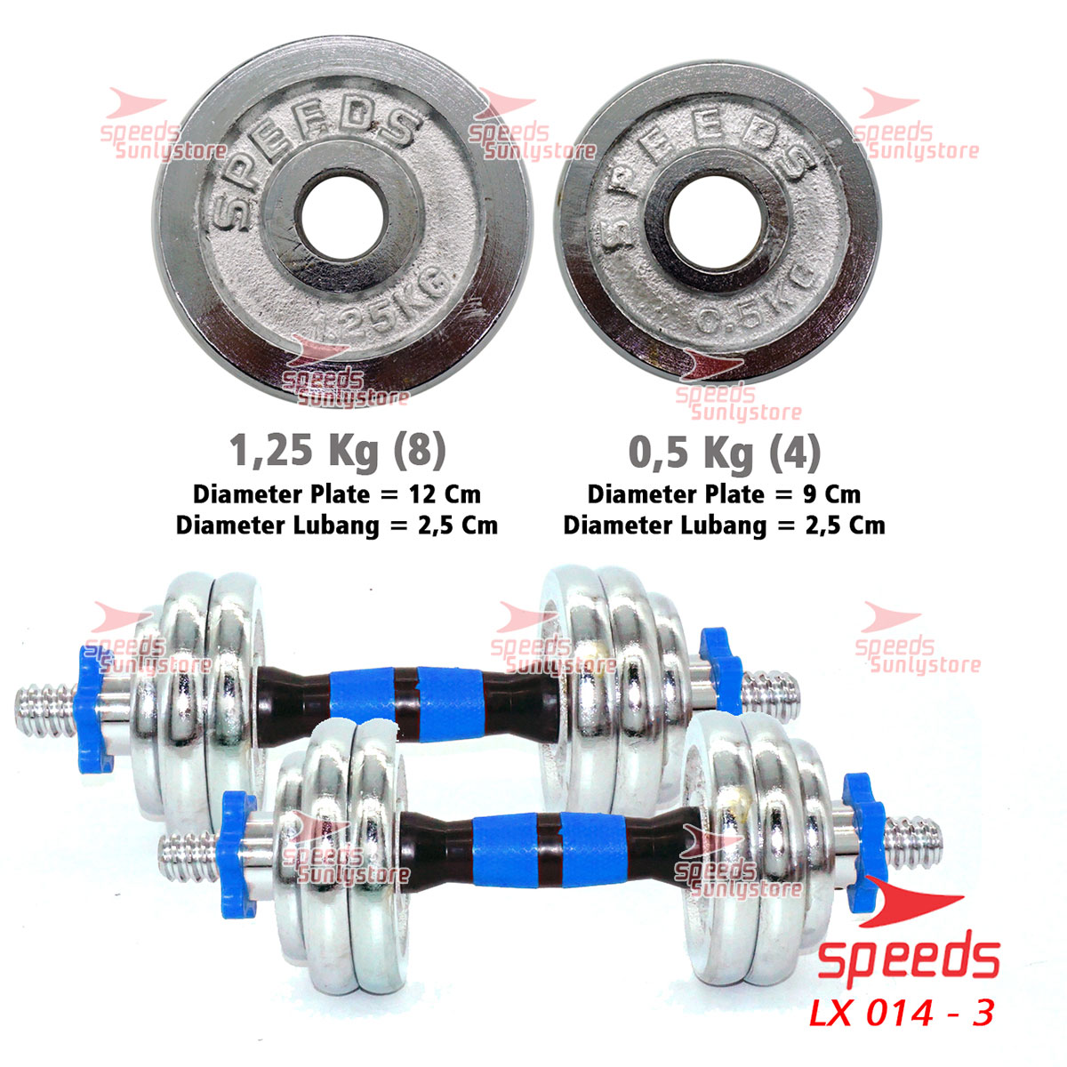 SPEEDS Dumbell Barbel Set 15Kg Tiang Angkat Beban Besi Stainless 15 Kg ...