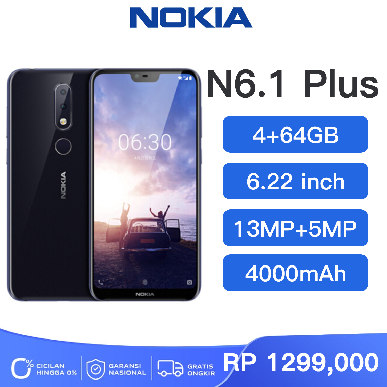 【COD Dukungan tempat lokal Indonesia】 Nokia 6.1 Plus 4GB RAM 64GB ROM