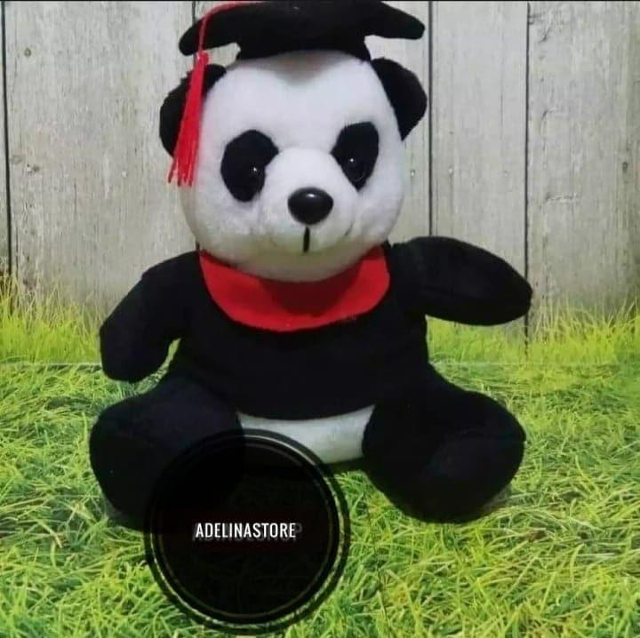 Boneka Wisuda Panda Murah 24Cm Halus Lembut dan Lucu - Hitam Putih