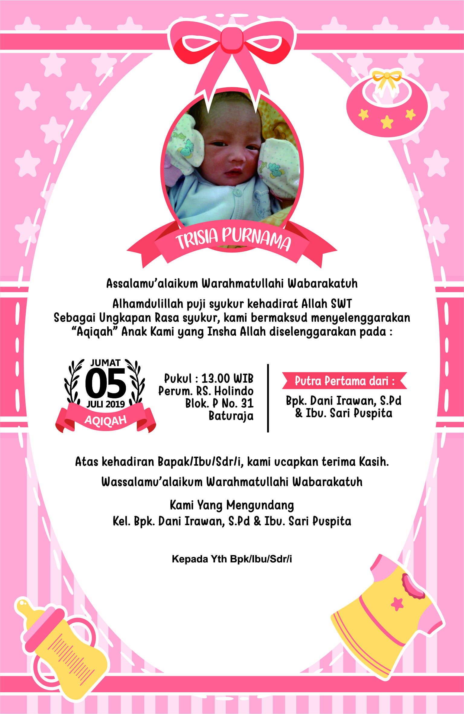 Kartu Aqiqah Bayi - Tasyakuran Aqiqah – Kartu Syukuran Bayi – Kartu ...