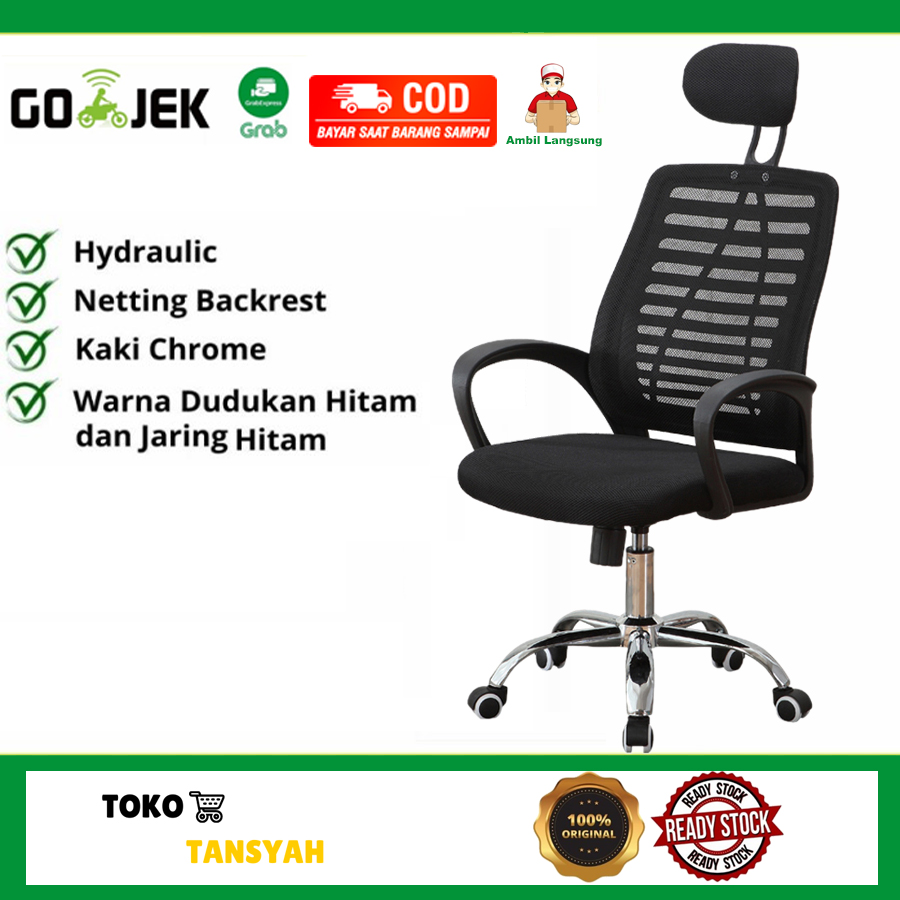 Kursi Kantor Jaring Hidrolik Headrest Kursi Jaring Kantor Sandaran Kepala Sandaran Belakang