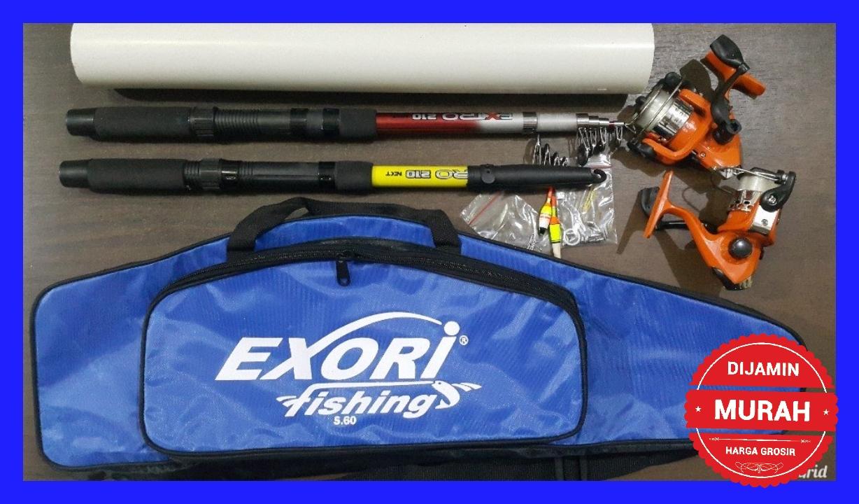 GROSIR - GRATIS ONGKIR - 2 set alat pancing joran 150 cm reel dan tas ORIGINAL - garansi termurah lazada