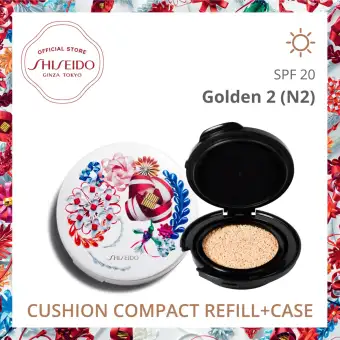 Shiseido Synchro Cushion Set Skin Glow Cushion Compact (Refill) + Compact Case Ribonesia White Limited edition makeup