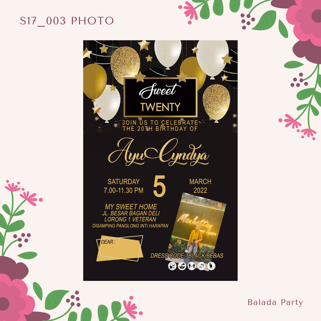 30 pcs Undangan Ulang Tahun Sweet Seventeen | Undangan Ulang Tahun Anak