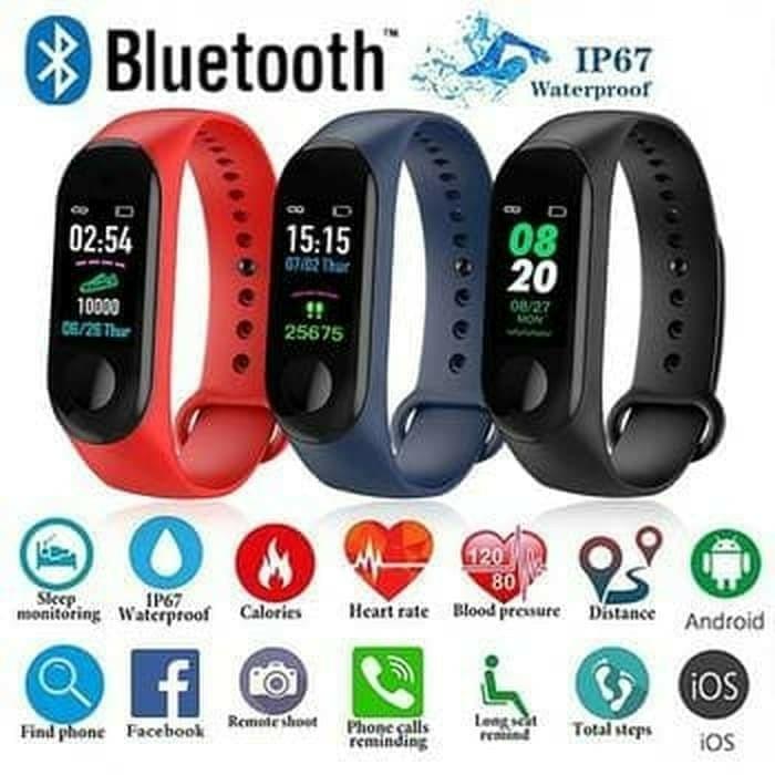 jam tangan pintar smartwatch m3 plus smart watch ori bukan xiaomi mi band 3