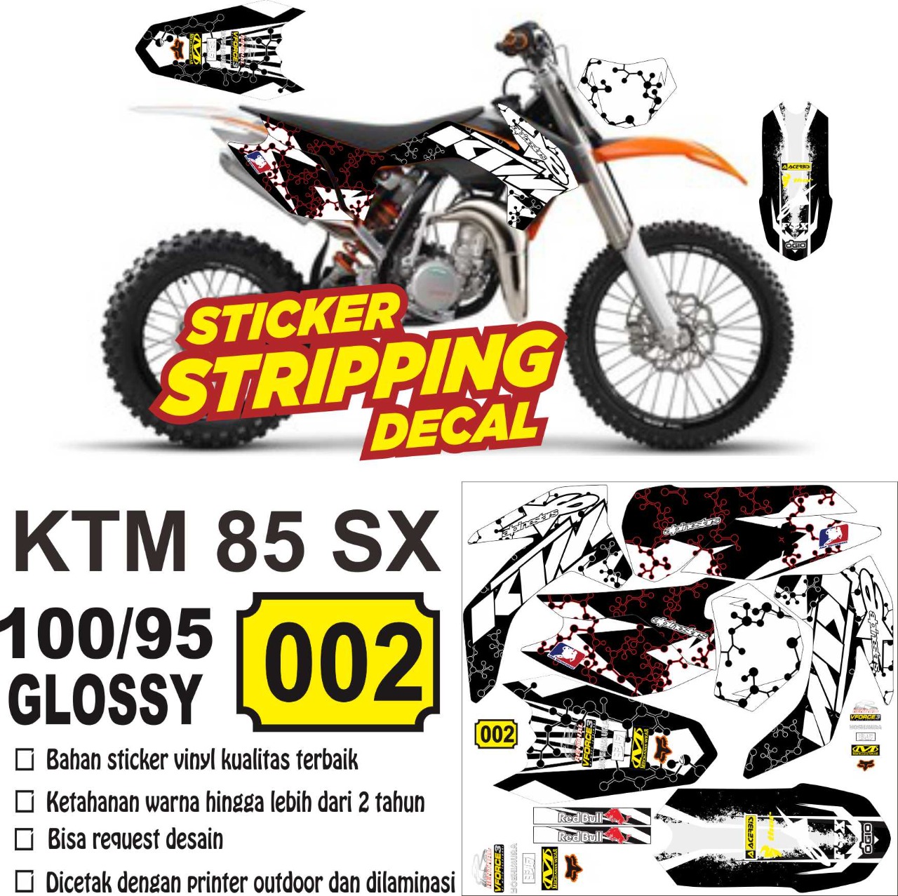 Sticker Striping Decal KTM 85 SX AR-1 