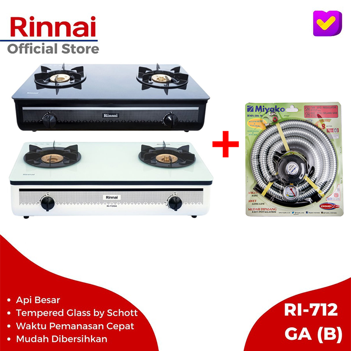 Kompor Gas Rinnai Ri 712 Ga B W Temper Glass 2 Tungku Besar Rinnai Ri 712ga Lazada Indonesia