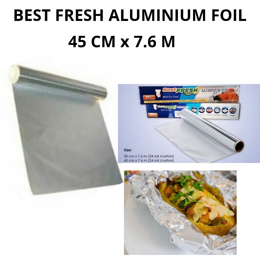 Best Fresh Aluminium Foil Roll 45 cm x 7,6 m Food Grade Kertas Timah ...