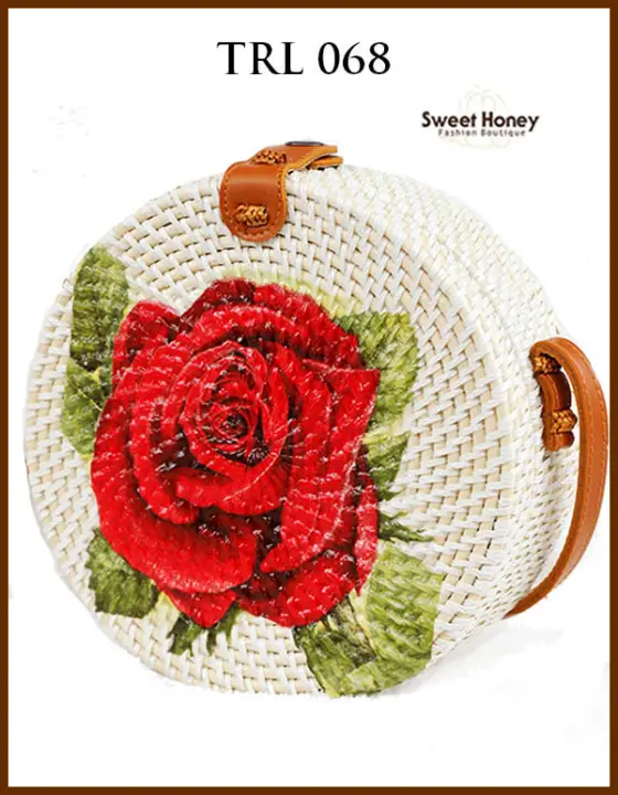 Sweet Honey Tas Rotan Bali Lukis Motif Deco Bunga Mawar Merah Red Rose Trl068 Lazada Indonesia