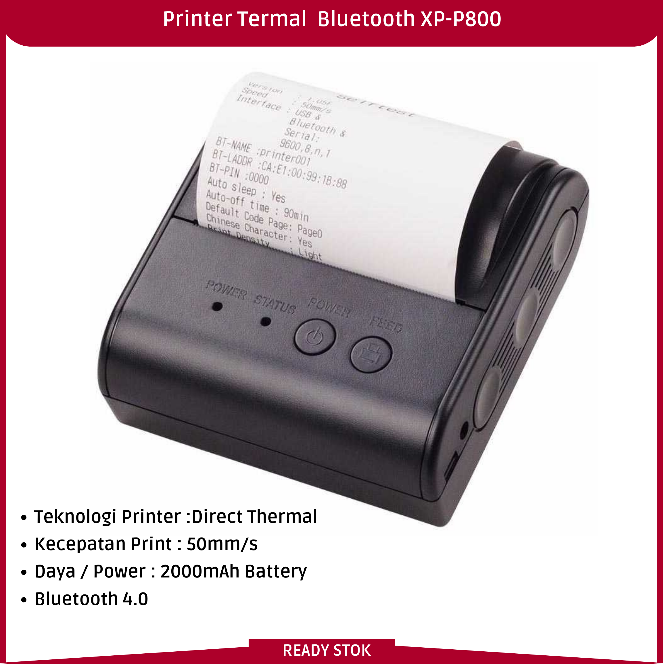 COD Xprinter Printer Termal Resi Bluetooth Portable 2000mAh Ukuran 80mm ...