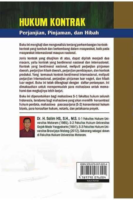 Buku Hukum Kontrak Perjanjian Pinjaman Dan Hibah Salim Hs Lazada Indonesia