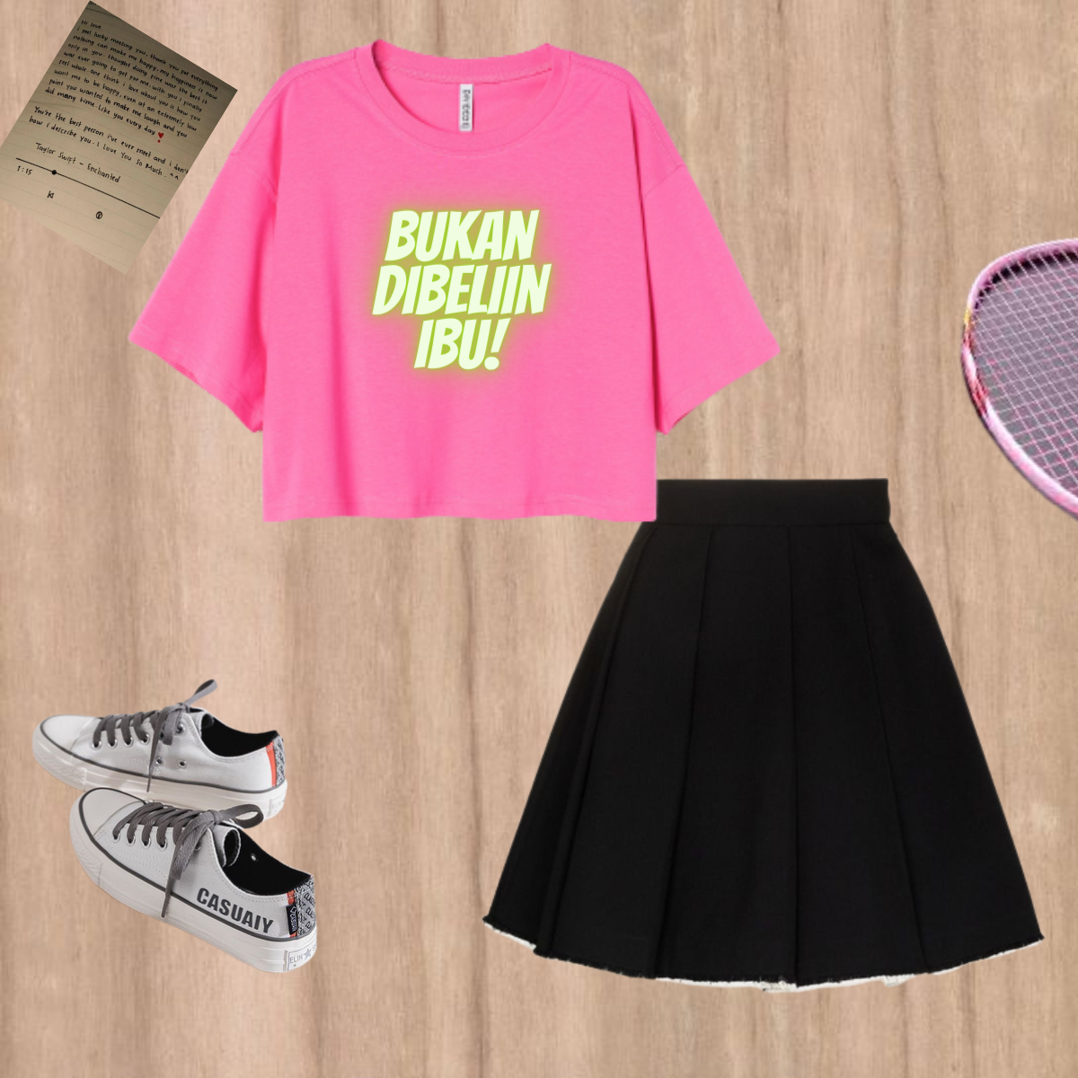 Setelan Baju Crop Plus Celana Ukuran ALL Size Untuk Remaja Usia 11