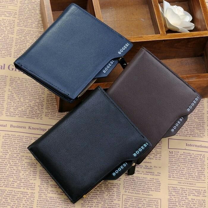 BAYAR DITEMPAT Bogesi Dompet kulit pria leather PU with zipper jk30