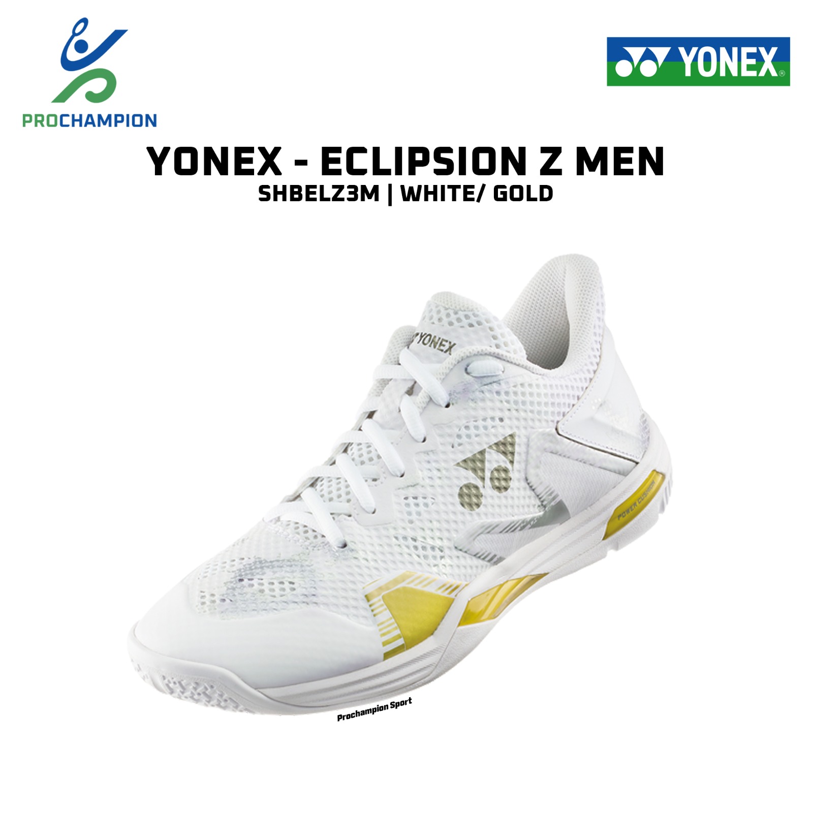 New Sepatu Badminton Yonex ECLIPSION Z3 Men SHBELZ3M White Gold