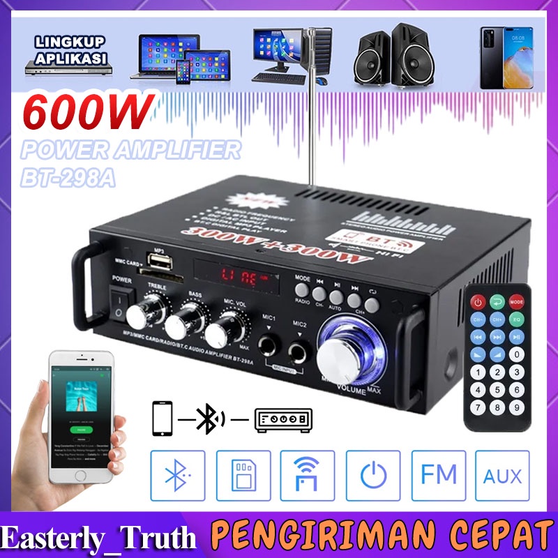 【Ready stok】BT-298A Bluetooth EQ Audio Amplifier Karaoke Home Theater FM Radio 600w amplifier BT 298A Harga 108,999 rupiah*Gratis Ongkir