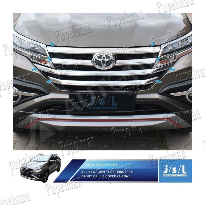 JSL Aksesoris Rush Terios 2018 List Grill Radiator Grill Grille Gril Depan Garnis List Lis Lampu Depan Chrome HeadLamp Garnish Head Lamp Krom Chrom Crom Stoplamp Stop Lis Ring Cover Reflektor Lampu Sen Sein Seign Asesoris Acesoris All New Rush Terios 2018