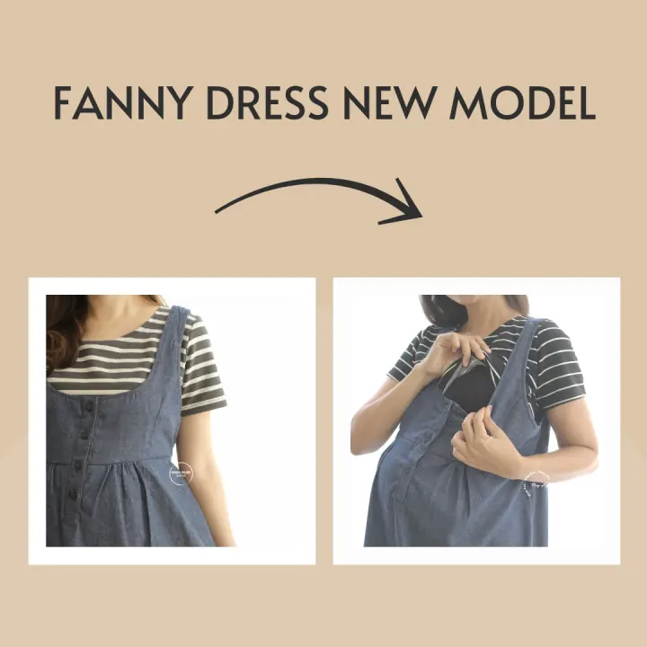 Mama Hamil Fanny Dress Baju Hamil Menyusui Overall Pendek Denim Satu Set Inner Kaos Dro 702 Lazada Indonesia