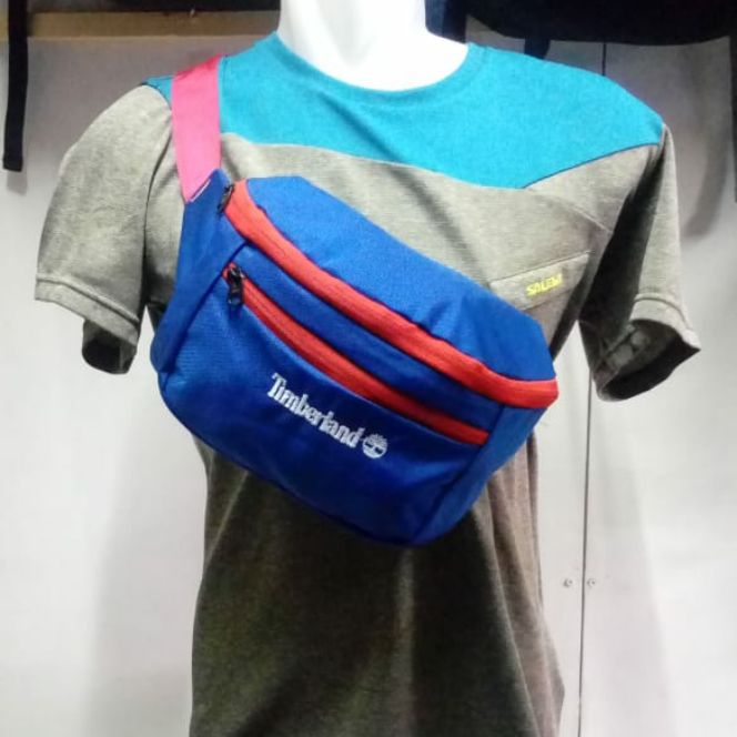 tas pinggang timberland lokal Waistbag Warna Merah Hitam Biru