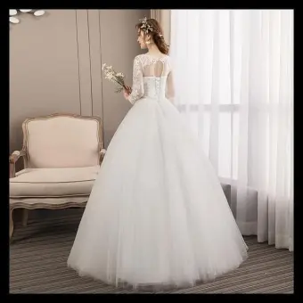 Aman Gaun Pengantin 1809007 Putih Lengan Panjang Wedding Gown Big