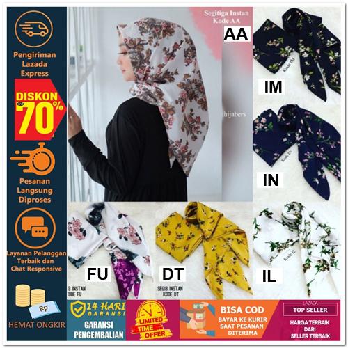 Nusantara Heritage SEGITIGA INSTAN MOTIF MONALISA Hijab Jilbab Segi Empat Square Pashmina Kerudung Khimar Pesta Kondangan Nikahan Simple Pet Instan Instant Bergo Kekinian Trendy