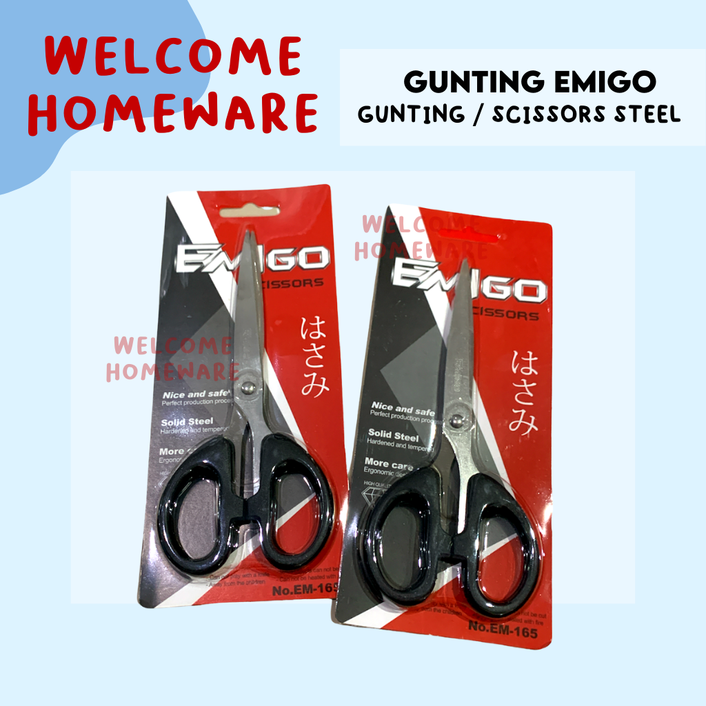 Gunting Kertas Stainless Steel Tajam Scissors Emigo Medium Em165