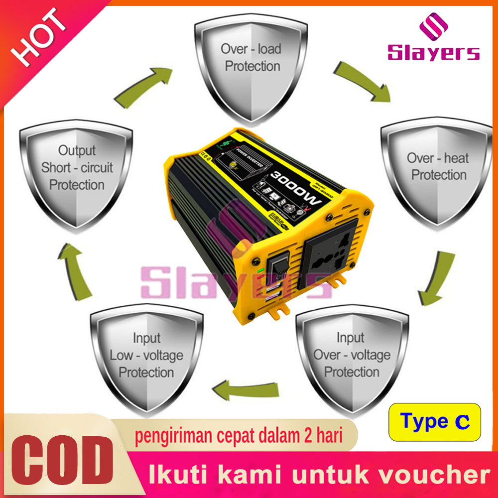 Konverter Inverter Daya 3000W Converter Power Inverter 3000W DC12V ...