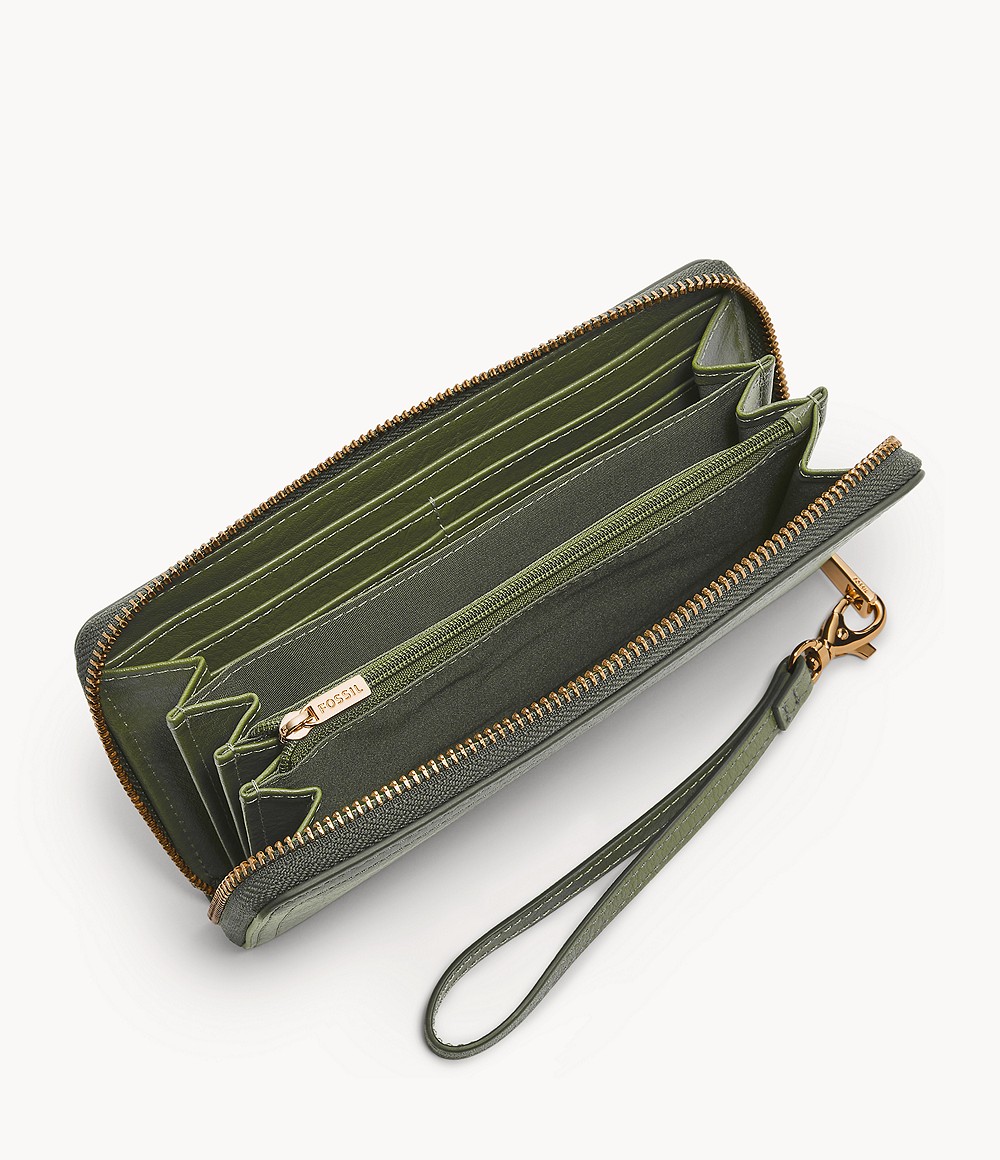 Fossil Logan Zip Around Clutch Tarragon Dompet Wanita - SL7831-374