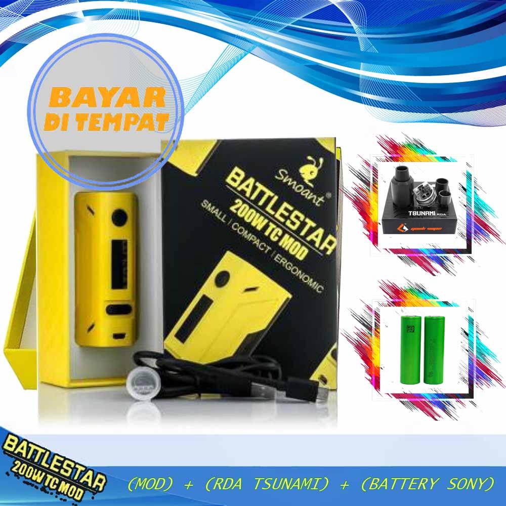 Vapor Smoant Battlestar 200W TC MOD Rokok Electrik Vaporize Bonus - RDA Tsunami + Battery Sony 2pcs Vapor Smoant Battlestar 200W TC MOD Rokok Electrik Vaporize Bonus - RDA Tsunami + Battery Sony 2pcs