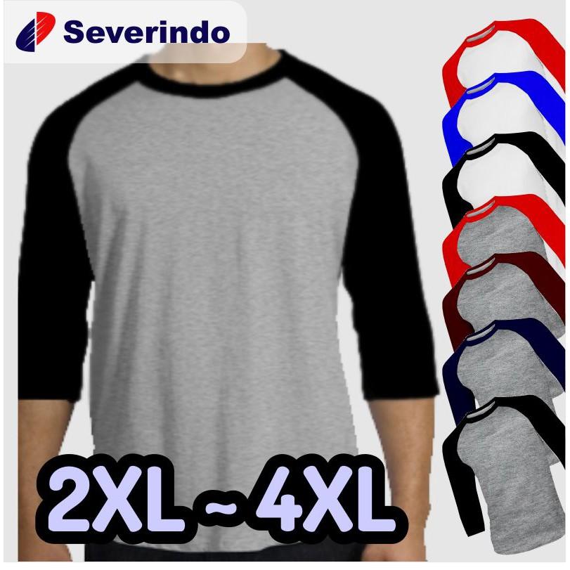 Kaos Polos Raglan Jumbo Big Size XXL (2XL) XXXL (3XL) XXXXL (4XL)XXL,Abu navy () (XXL,Abu navy)