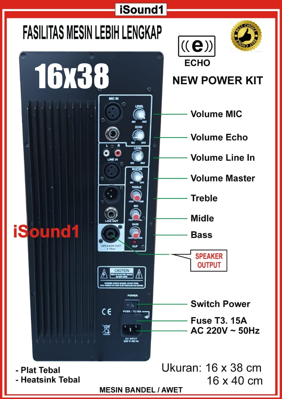 New Power Kit Mesin Kit Speaker Aktif Watt Inch Inch