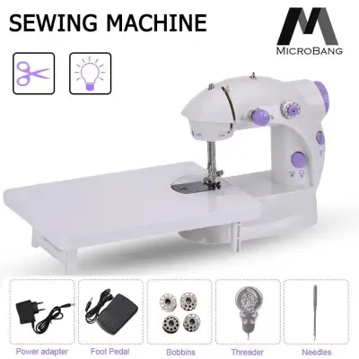 MicroBang Sewing Machine, Electric Crafting Mending Machine Portable Mini Domestic Sewing Machine Projects DIY for Beginners Kids Adjustable Double Speed & Double Thread with Foot Pedal Light and Cutter