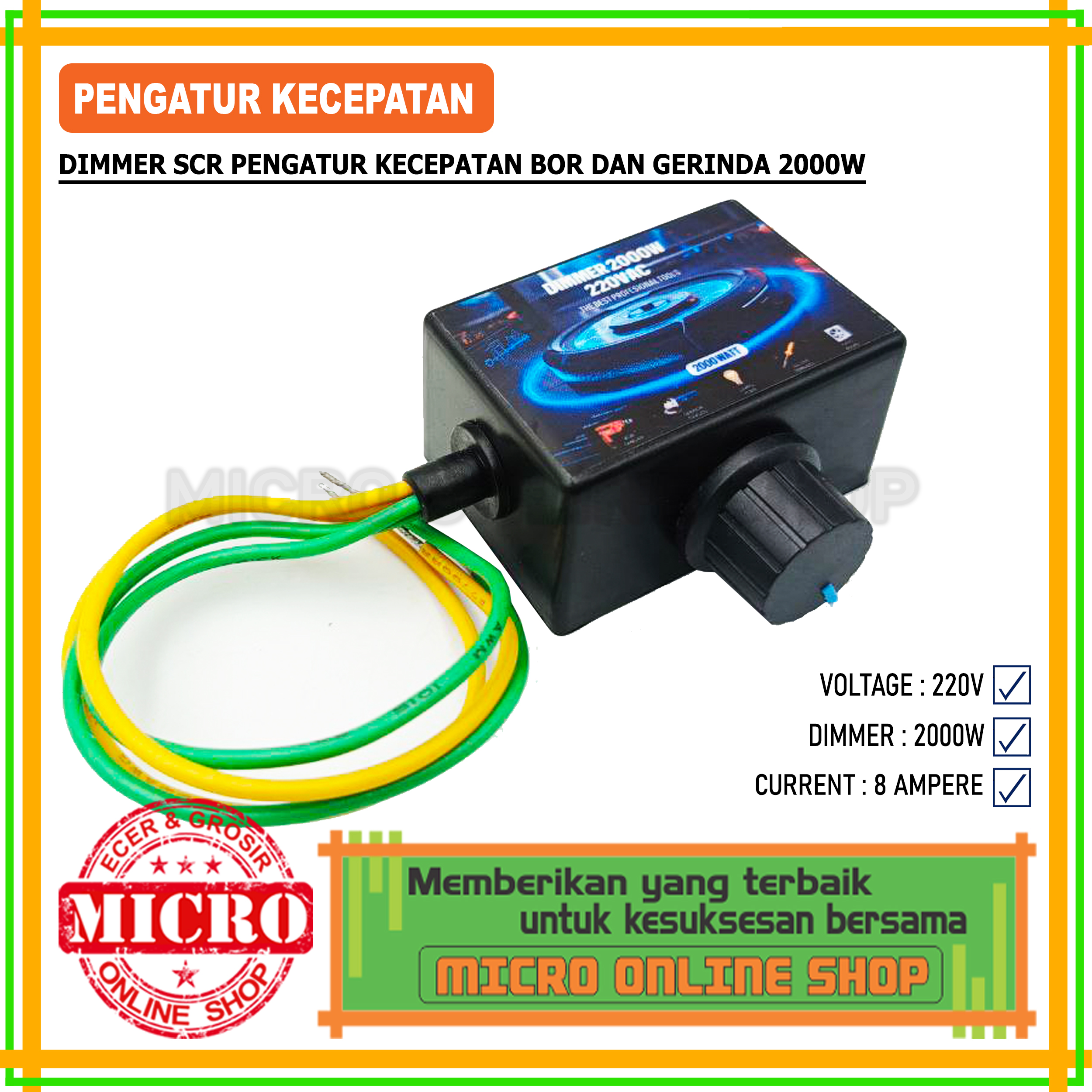 Pengatur Kecepatan Bor Gerinda / Dimmer AC 220 Volt 2000 Watt / Dimmer