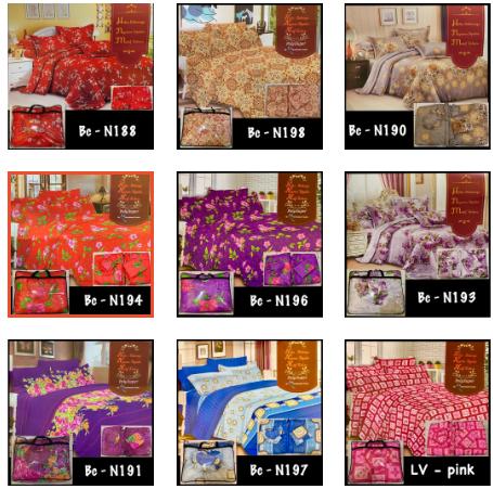 HOMER OFFICIAL - BED COVER SET + SPREI UKURAN KING SIZE 180X200 MOTIF PROMO NATASHA - LV-Pink